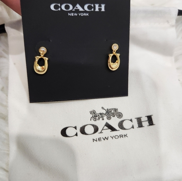 🔹️COACH🔹️ crystal & signature C logo earrings - Picture 6 of 6